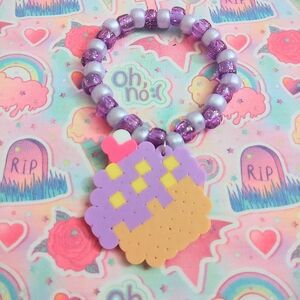Purple Cupcake Perler Kandi Bracelet